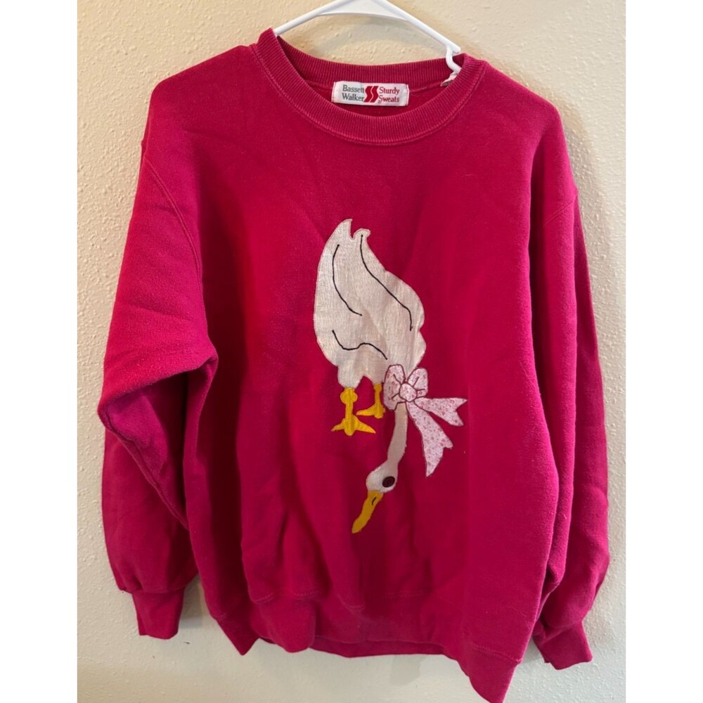 Vintage Bassett Walker Sturdy Sweats Goose Sweatshirt XL Pink Applique USA